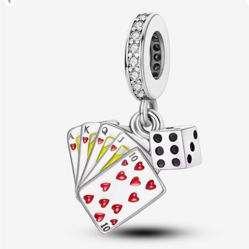 🌟 S925 Sterling Silver Playing Card Dangle Charm - Picture 3 of 8